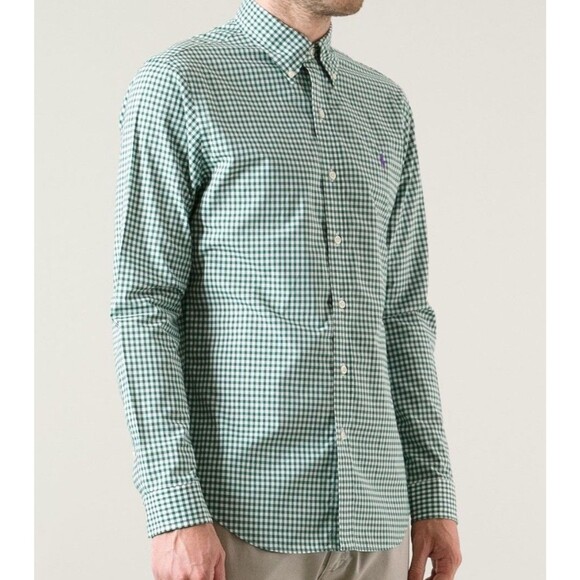 Ralph Lauren Men’s Green Gingham Check Button Up Shirt 4XLT Tall Purple Pony - Picture 1 of 9